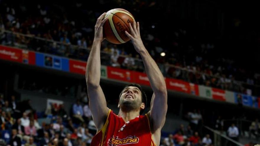 Felipe Reyes, durante uno de los partidos con la selección española de baloncesto.