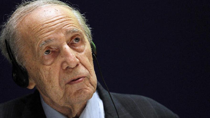 Pierre Boulez, en un encuentro con la prensa en Madrid en 2013.