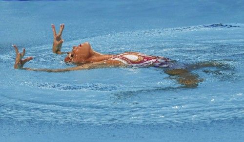 Carbonell of Spain performs in the synchronised swimming solo technical final at the Aquatics World Championships in Kazan
