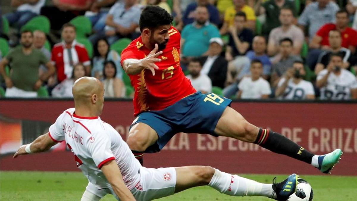 Diego Costa ocupa la punta de ataque de España ante Portugal