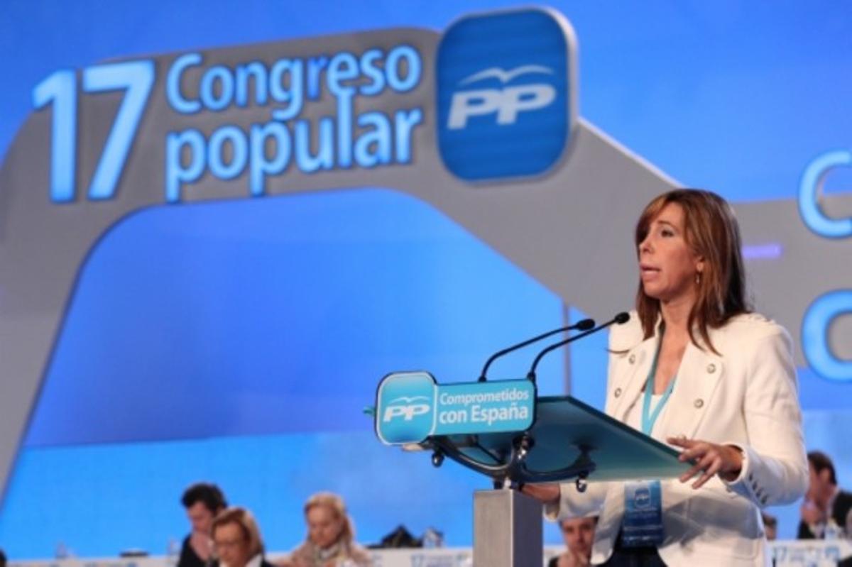 Sánchez-Camacho, durant la seva intervenció en el congrés que el PP celebra a Sevilla, avui.