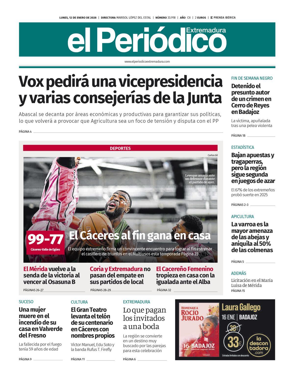 Consulta la portada correspondiente al día 12 de enero de 2026