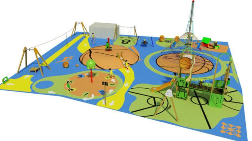 Imagen del diseño del parque infantil, facilitada por el Ayuntamiento de Málaga.