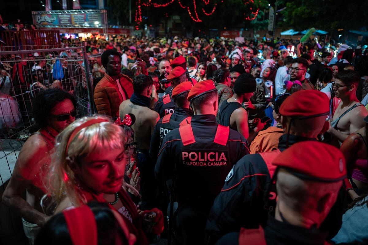 La Policía Canaria durante una de las intervenciones en el Carnaval.