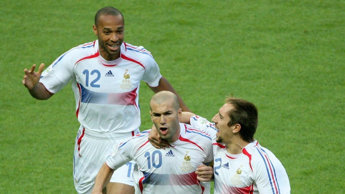 Herny, Zidane y Ribery con la selección francesa