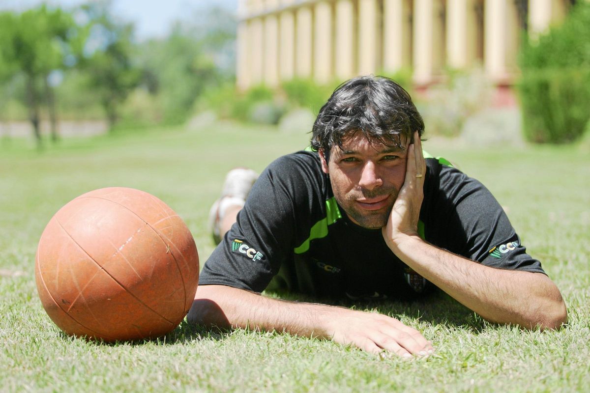 Pierini en una concentración del Córdoba CF en Isla Canela en 2007.