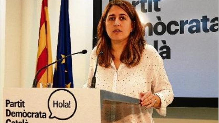 La coordinadora general del Partit Demòcrata Català (PDC), Marta Pascal, ahir durant la roda de premsa.