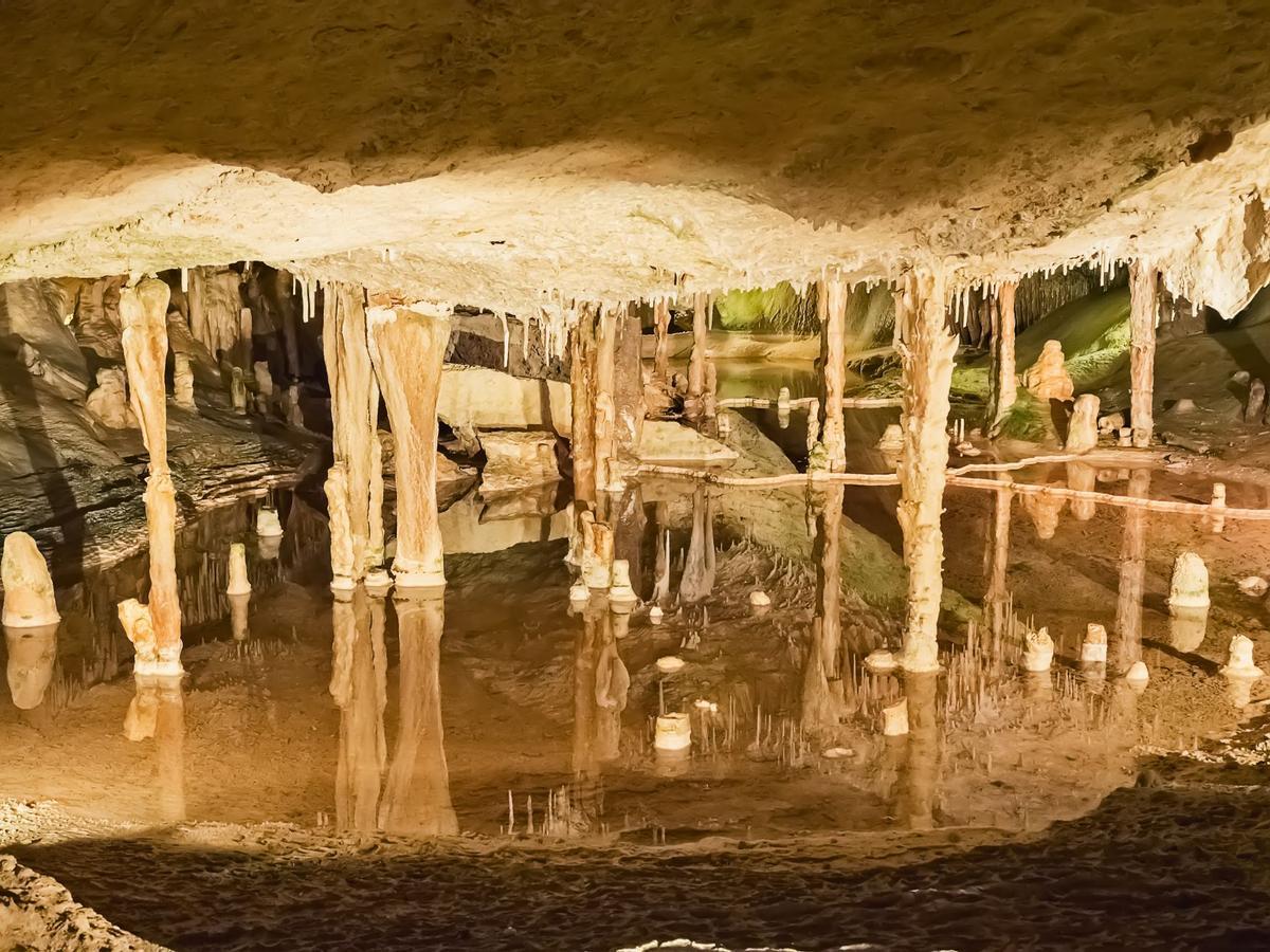 Can Marçà route includes stalactites, stalagmites, columns and other formations created by mineral-rich water