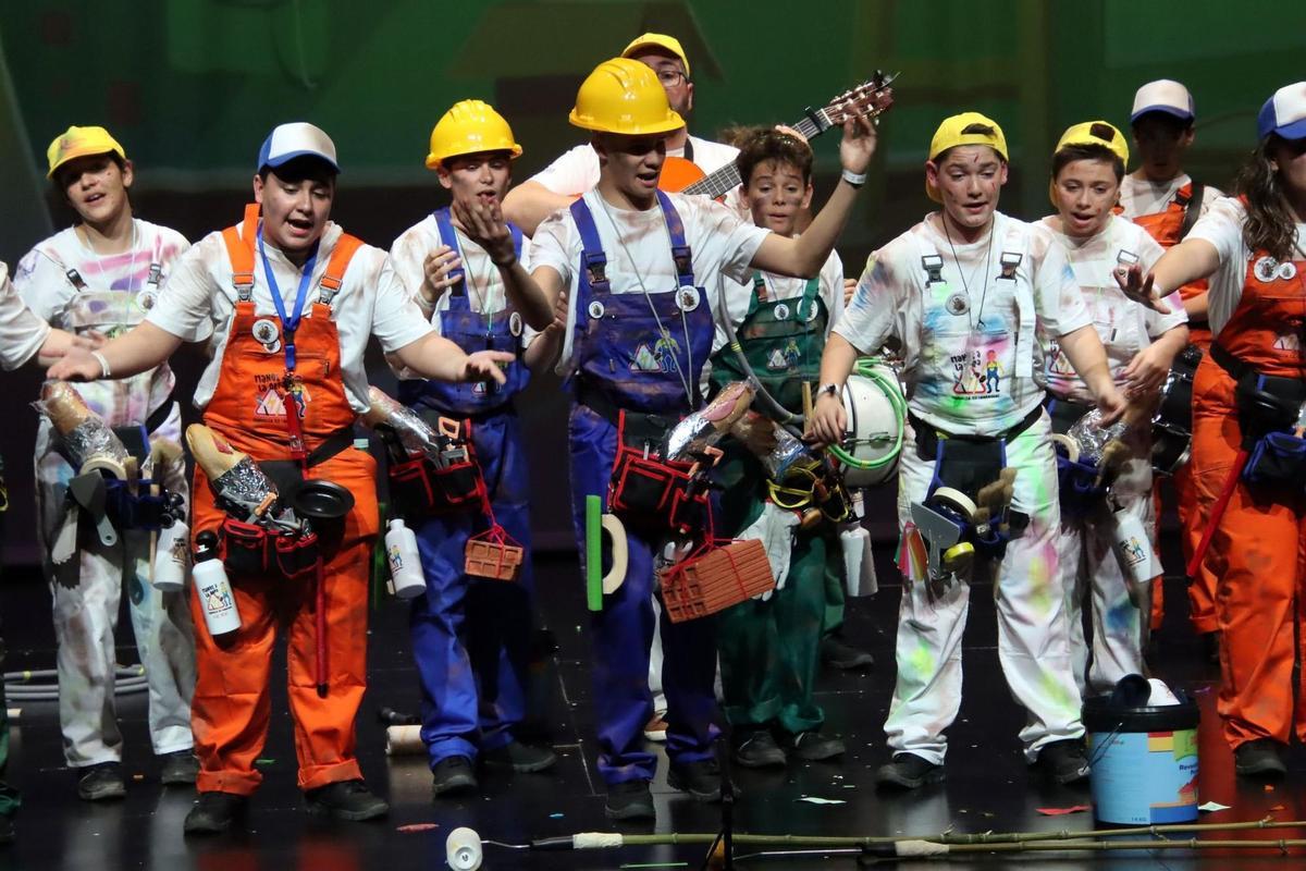 Actuación de agrupaciones juveniles en el concurso del Carnaval Romano 2025.