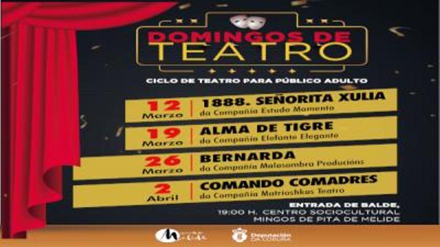 Catro obras para adultos nos Domingos de Teatro postos en marcha en Melide