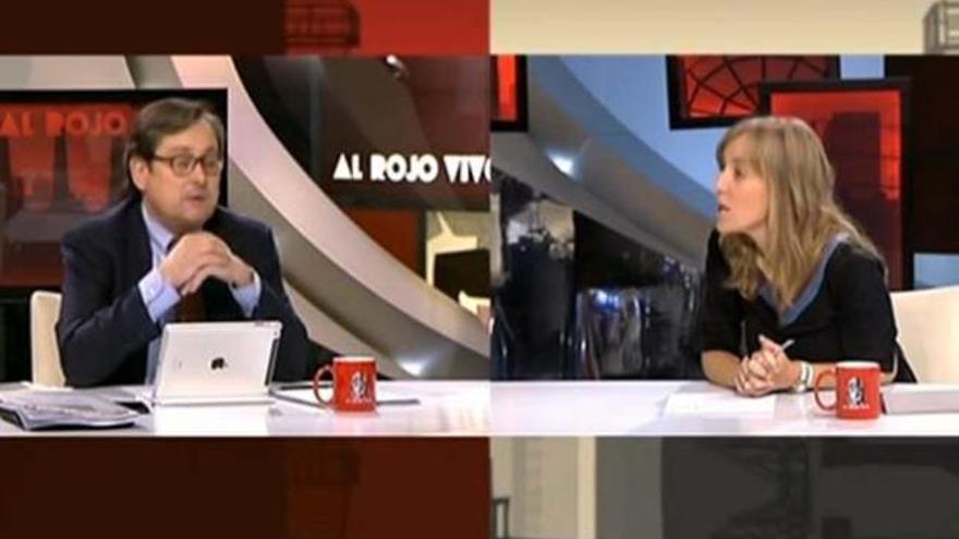 Paco Marhuenda y Tania Sánchez en &#039;Al rojo vivo&#039;.