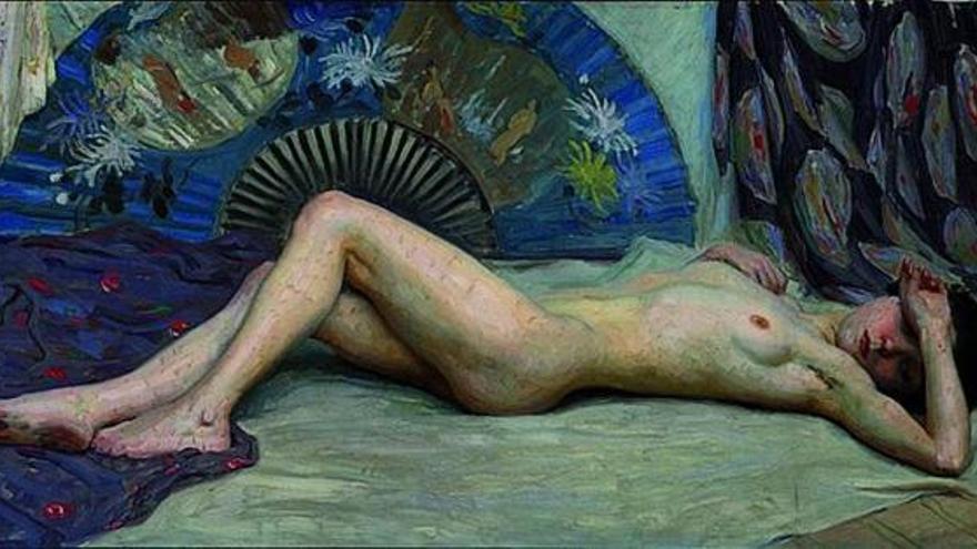 &#039;Desnudo&#039; (1917; 58x117 cm), cesión en depósito de Antonio Rodríguez Pastor al Museo de Belas Artes.