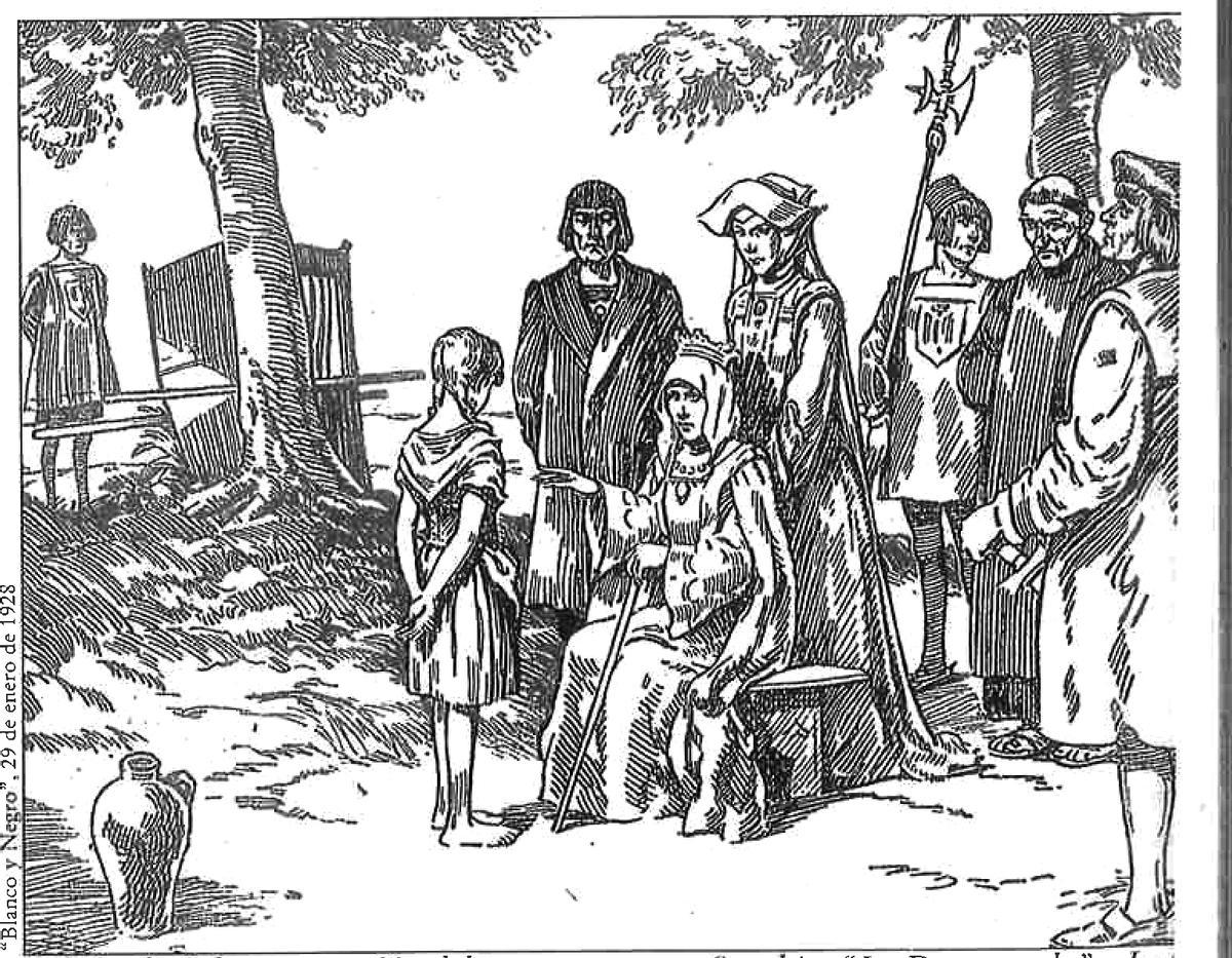 Retrato de Isabel la Católica otorgándole las tierras a 'la Daganzuela'
