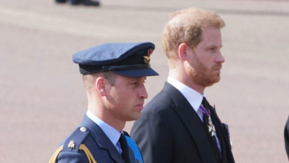 El príncipe Guillermo y el príncipe Harry, en el cortejo funerario de su abuela, la reina Isabel II