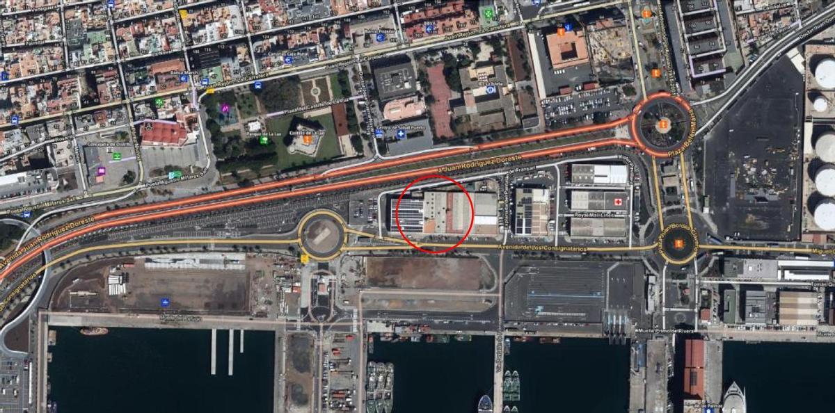 Plano de localización de la nave libre en el Puerto de Las Palmas