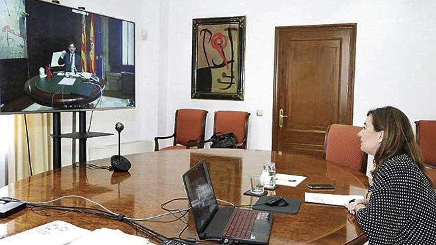 ReuniÃ³n por videoconferencia mantenida ayer entre Francina Armengol y Ximo Puig.