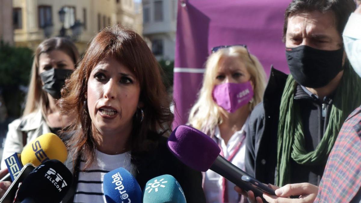 Martina Velarde, durante su atención a medios.