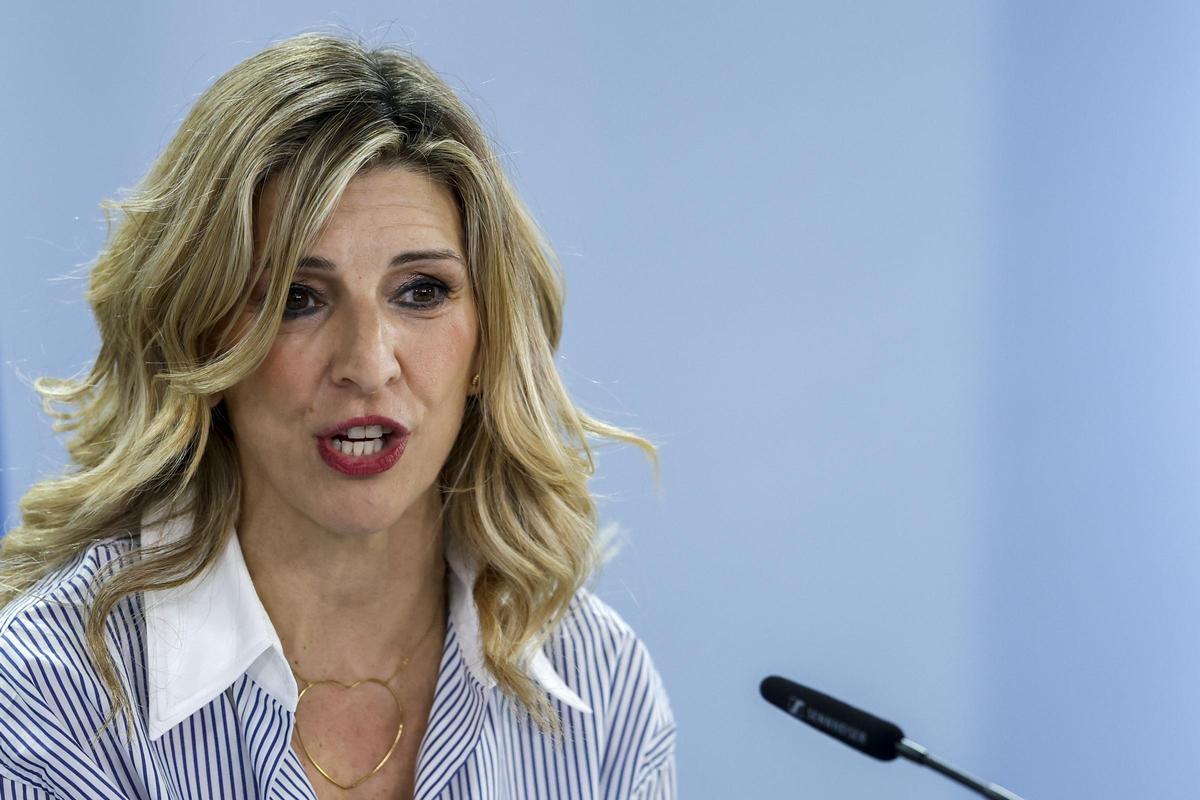 Yolanda Díaz en la rueda de prensa tras el Consejo de Ministros