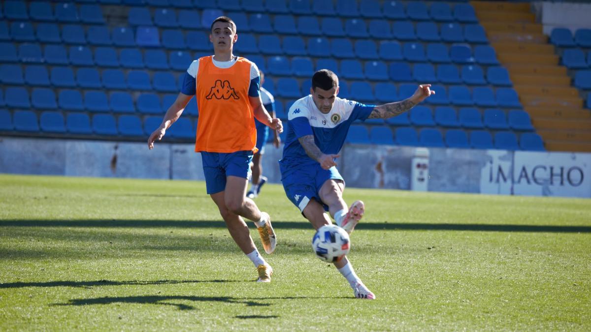 Instante del entrenamiento del Hércules de esta mañana