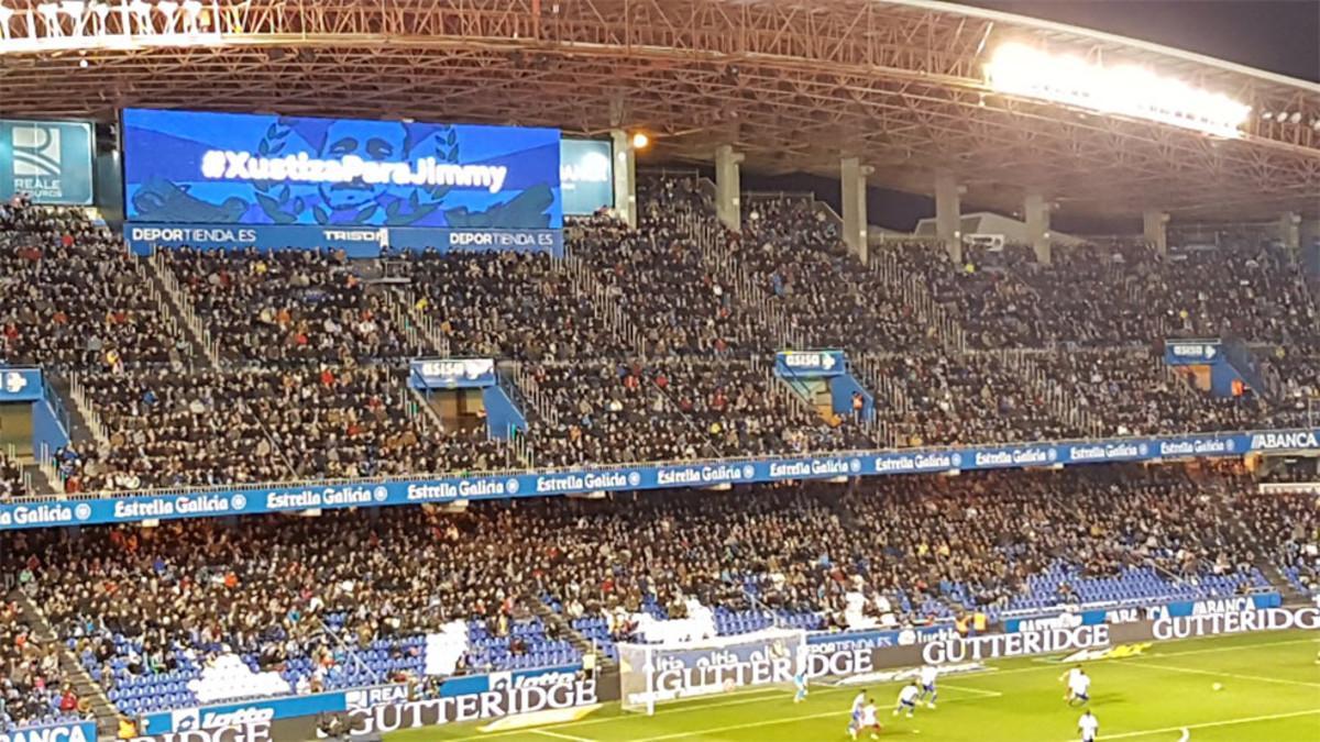 El Deportivo recordó a Jimmy en los videomarcadores de Riazor