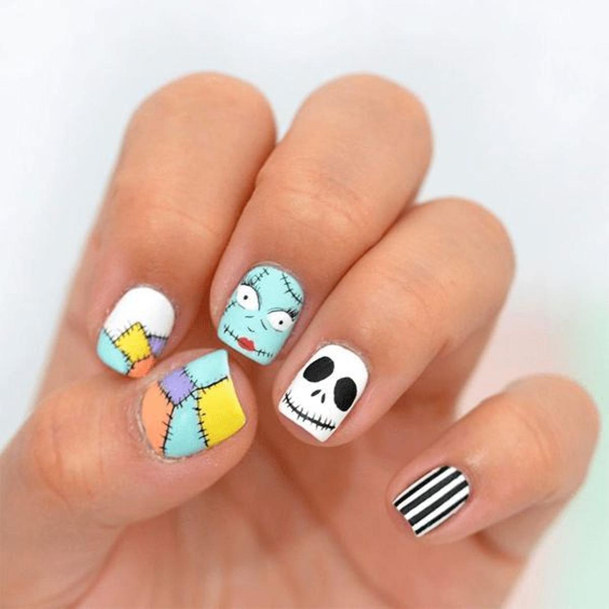 Manicura para Halloween colorida