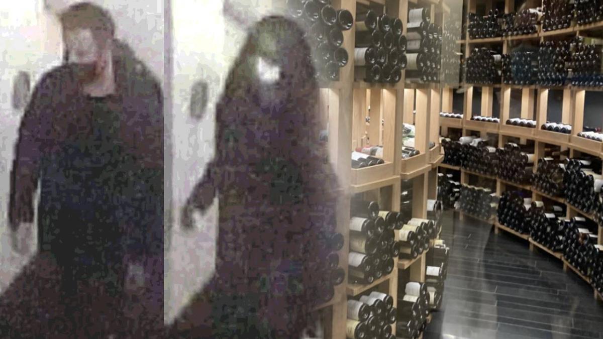 Imatge de les càmeres que van captar el robatori de 45 ampolles de vi a l’hotel Atrio