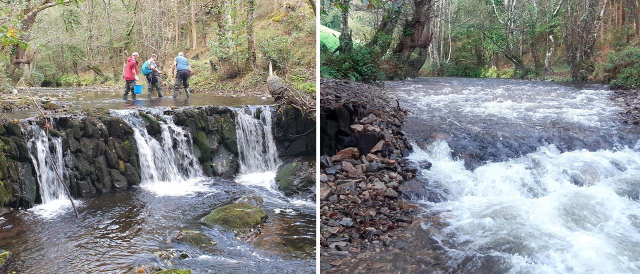 Antes y después en el río Porcía