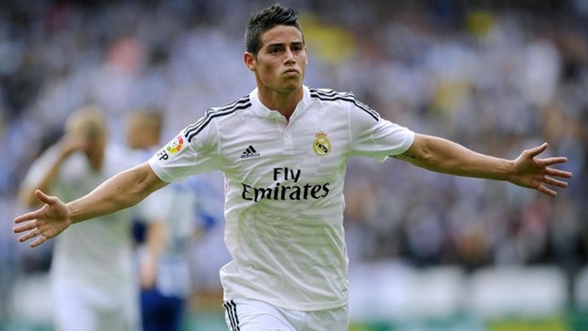 James, durante un encuentro con el Real Madrid