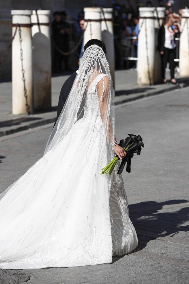 Detalle de la espalda del vestido de novia de Pilar Rubio