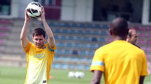Entrenament de primer equip del Barça a la ciutat esportiva de Sant Joan Despí, aquest divendres.
