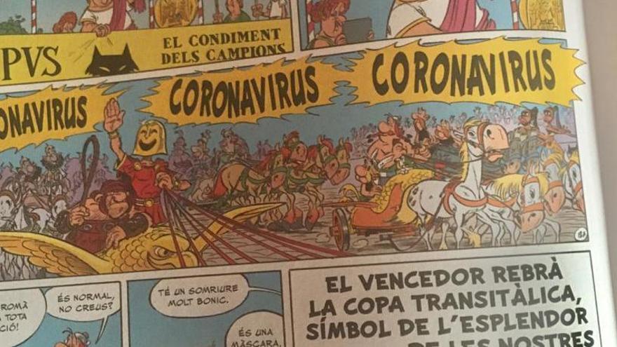 Una vinyeta d&#039;«Astèrix a Itàlia» on apareix el Coronavirus