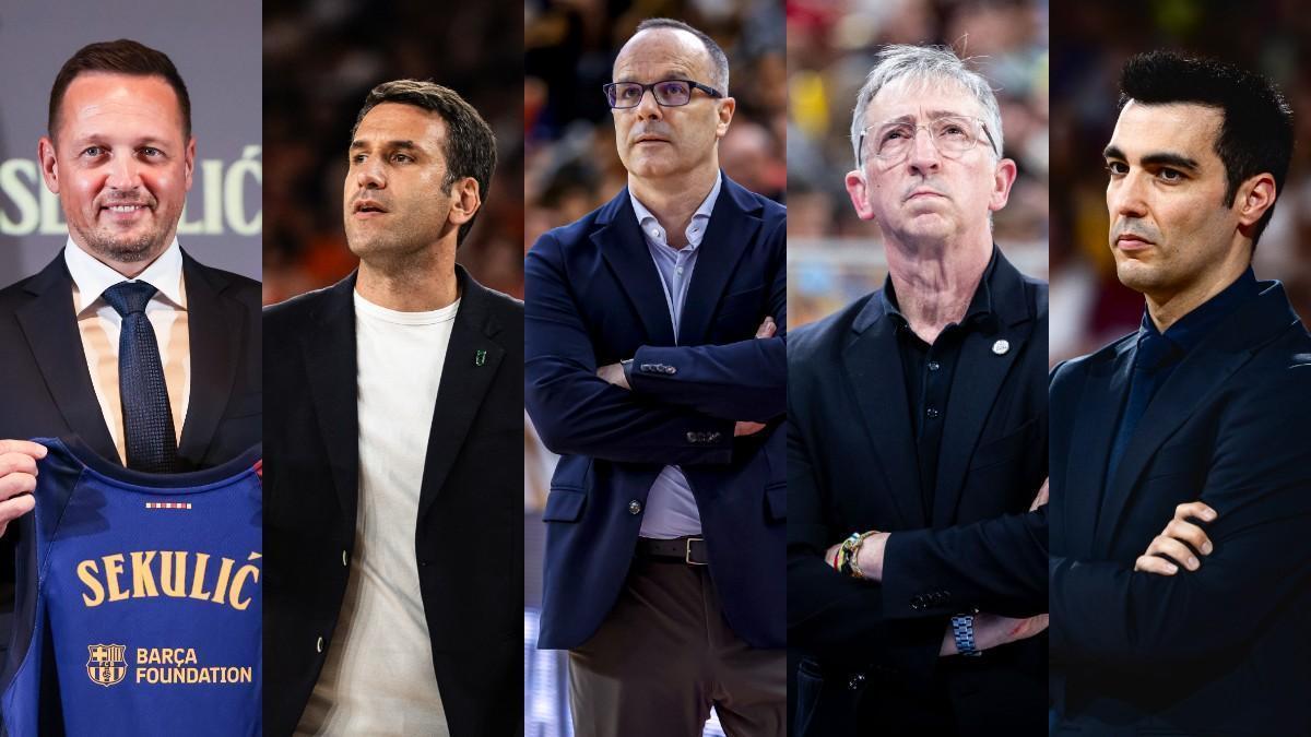 Los cinco entrenadores de los equipos catalanes que participarán en la Liga Endesa la próxima temporada