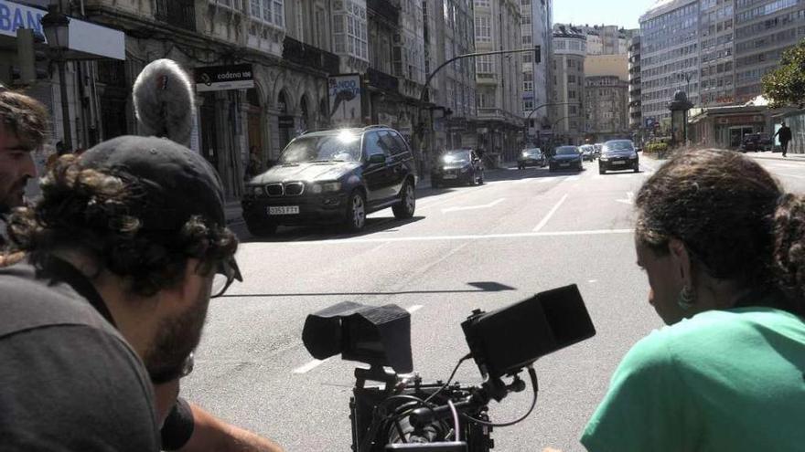 Rodaje de &#039;El Desconocido&#039; en las calles de A Coruña.