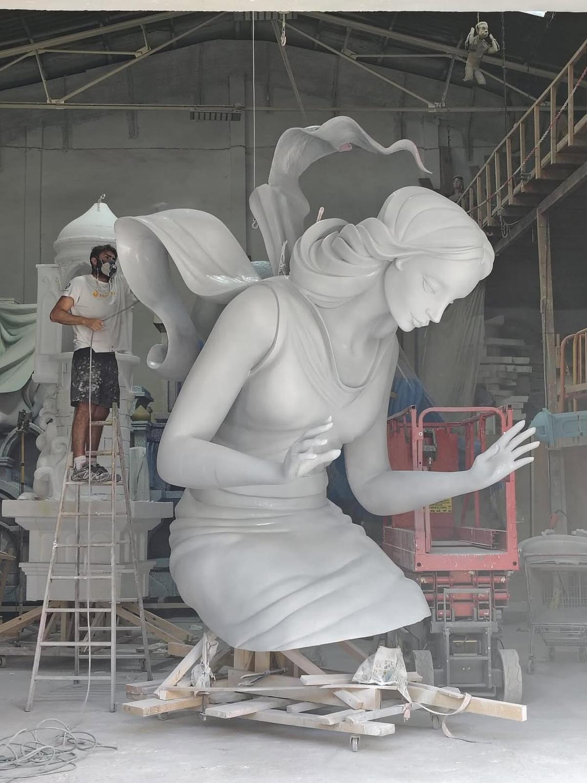 El cuerpo de Eirene, ya completo, en el taller