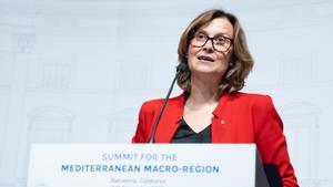 La consellera dAcció Exterior i Unió Europea, Meritxell Serret, interviene tras una cumbre para la Macrorregión Mediterránea.