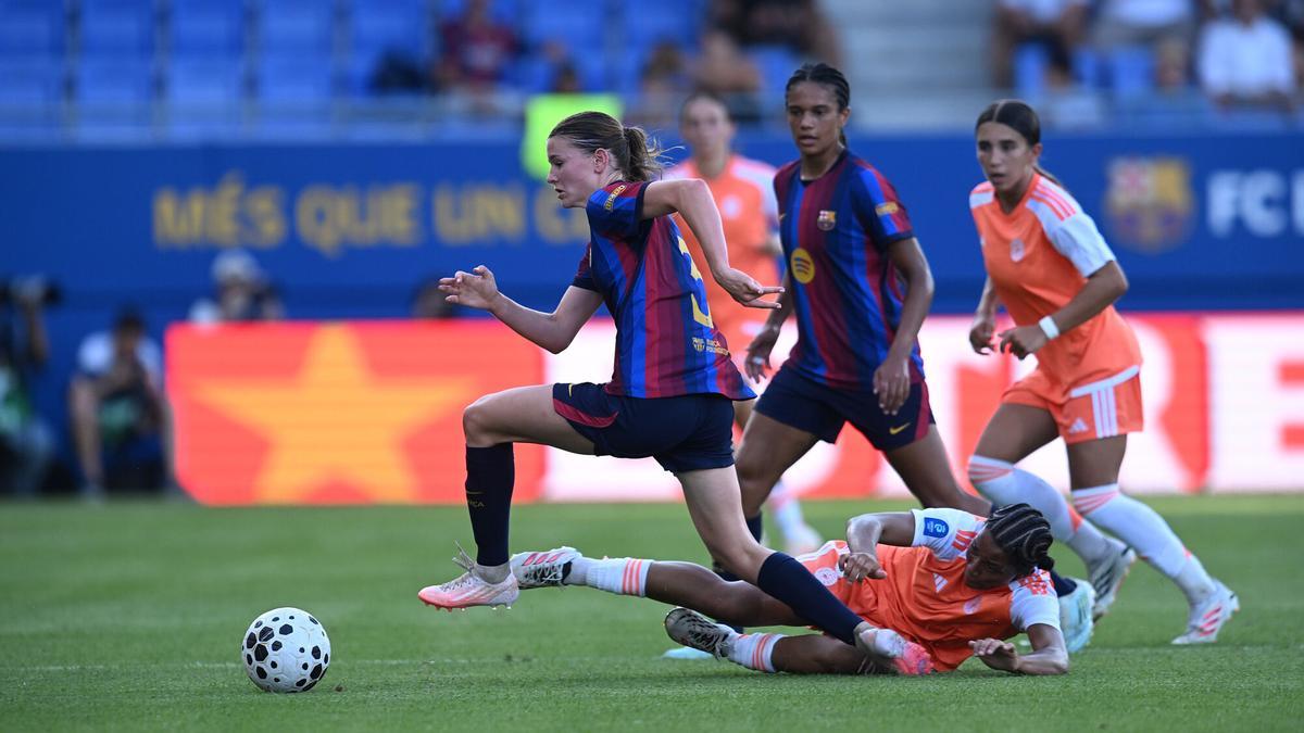 Sant Joan Despi (Barcelona). 12.08.2026. Deportes.  Partido de fútbol amistoso de pretemporada entre el FC Barcelona femenino y el Montpellier. Fotografía de Jordi Cotrina