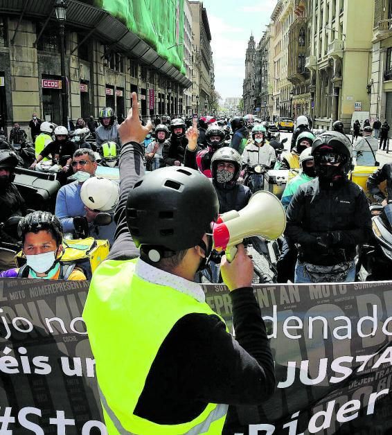 Manifestación de repartidores en Barcelona en 2021. | RICARD CUGAT