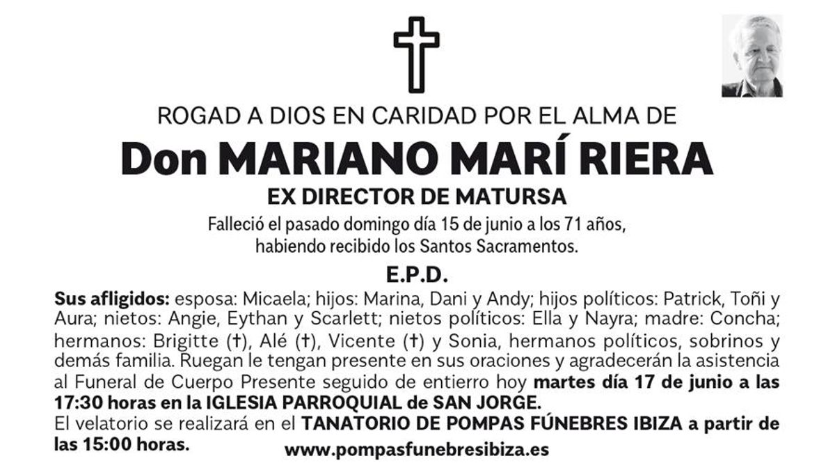 Esquela Mariano Marí Riera