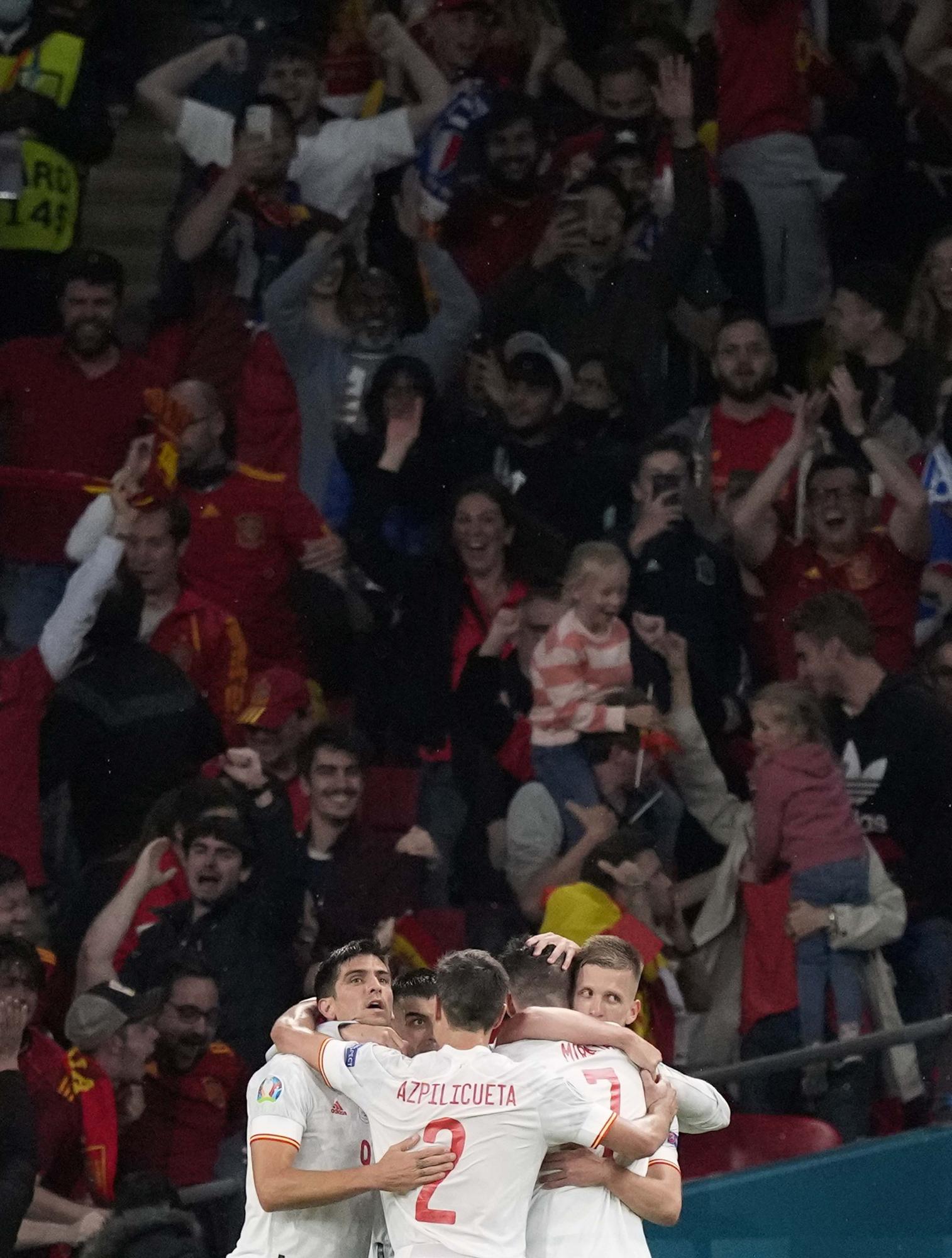 Así celebra Morata su gol contra Italia en la semifinal de la Eurocopa