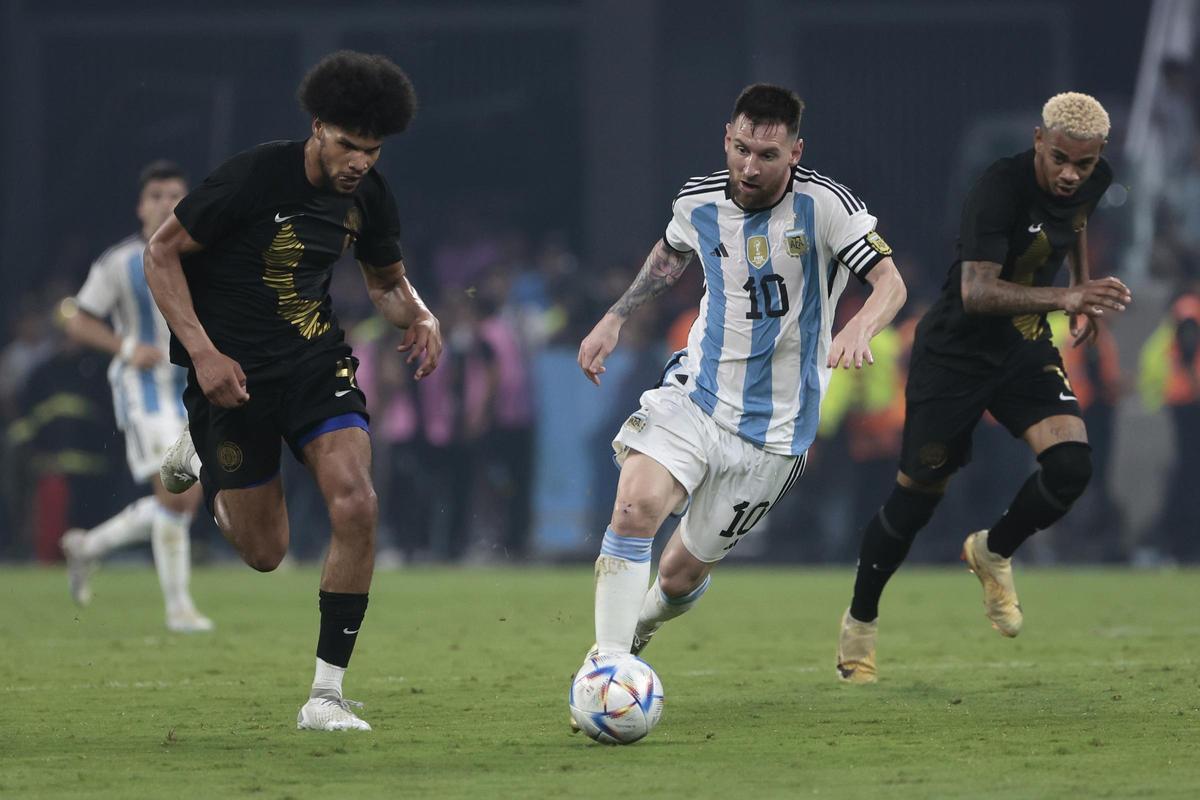 Leo Messi durante el Argentina-Curazao