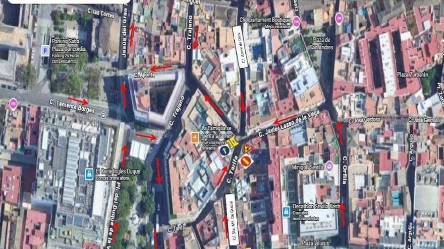 Corte total de tráfico en La Campana este domingo: estos son los desvíos habilitados en Sevilla