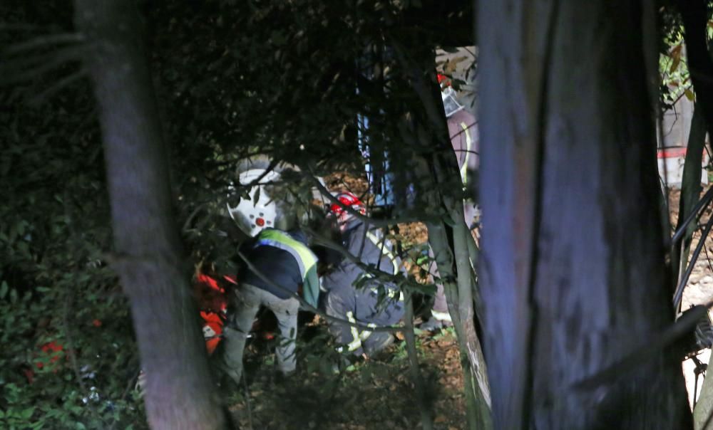 El vehículo, con un remolque cargado de leña, volcó en una finca de su propiedad en A Gándara