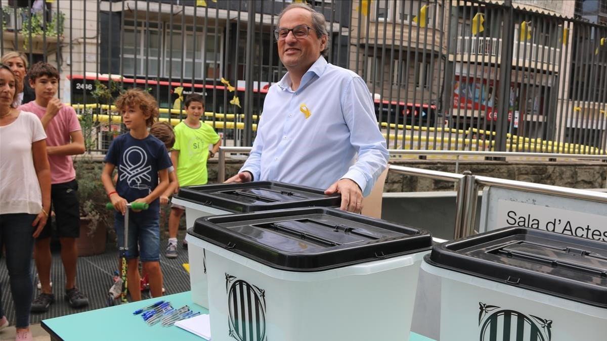 Quim Torra, en un acto conmemorativo del 1-O en Barcelona.