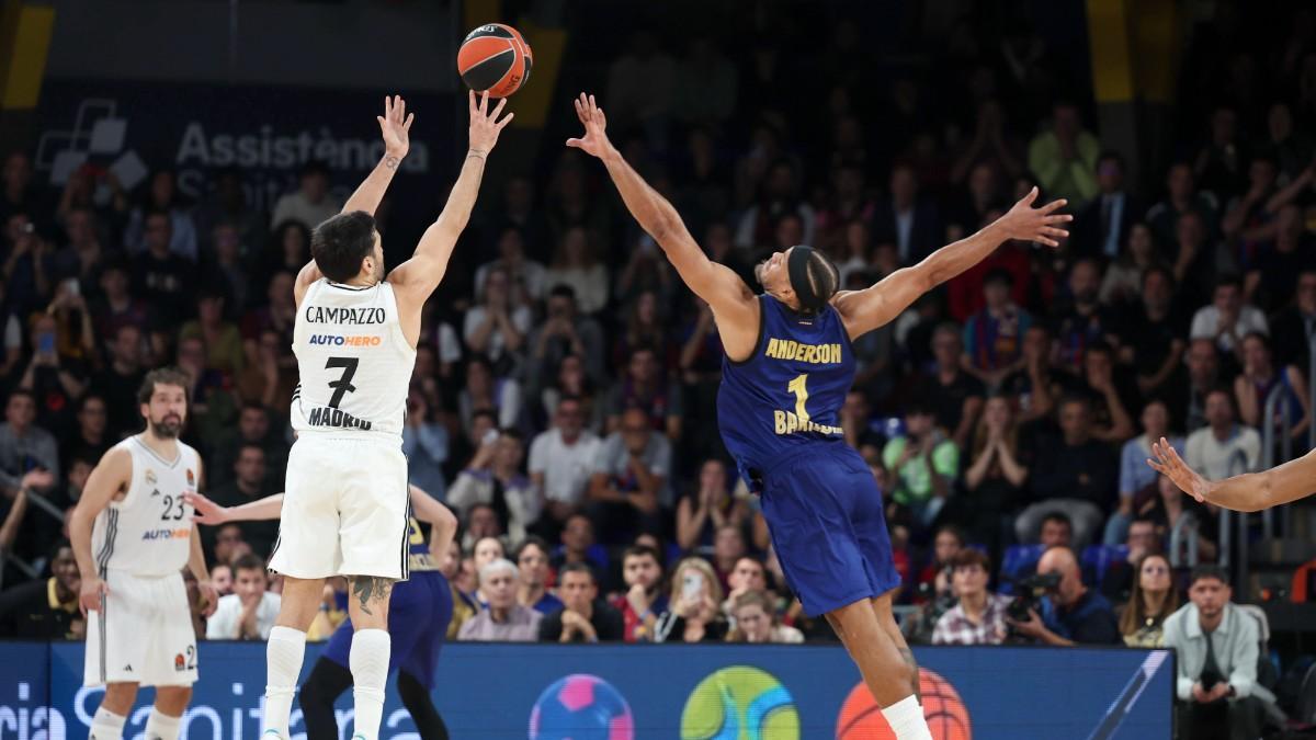 Facundo Campazzo y Justin Anderson en el último clásico jugado en el Palau Blaugrana