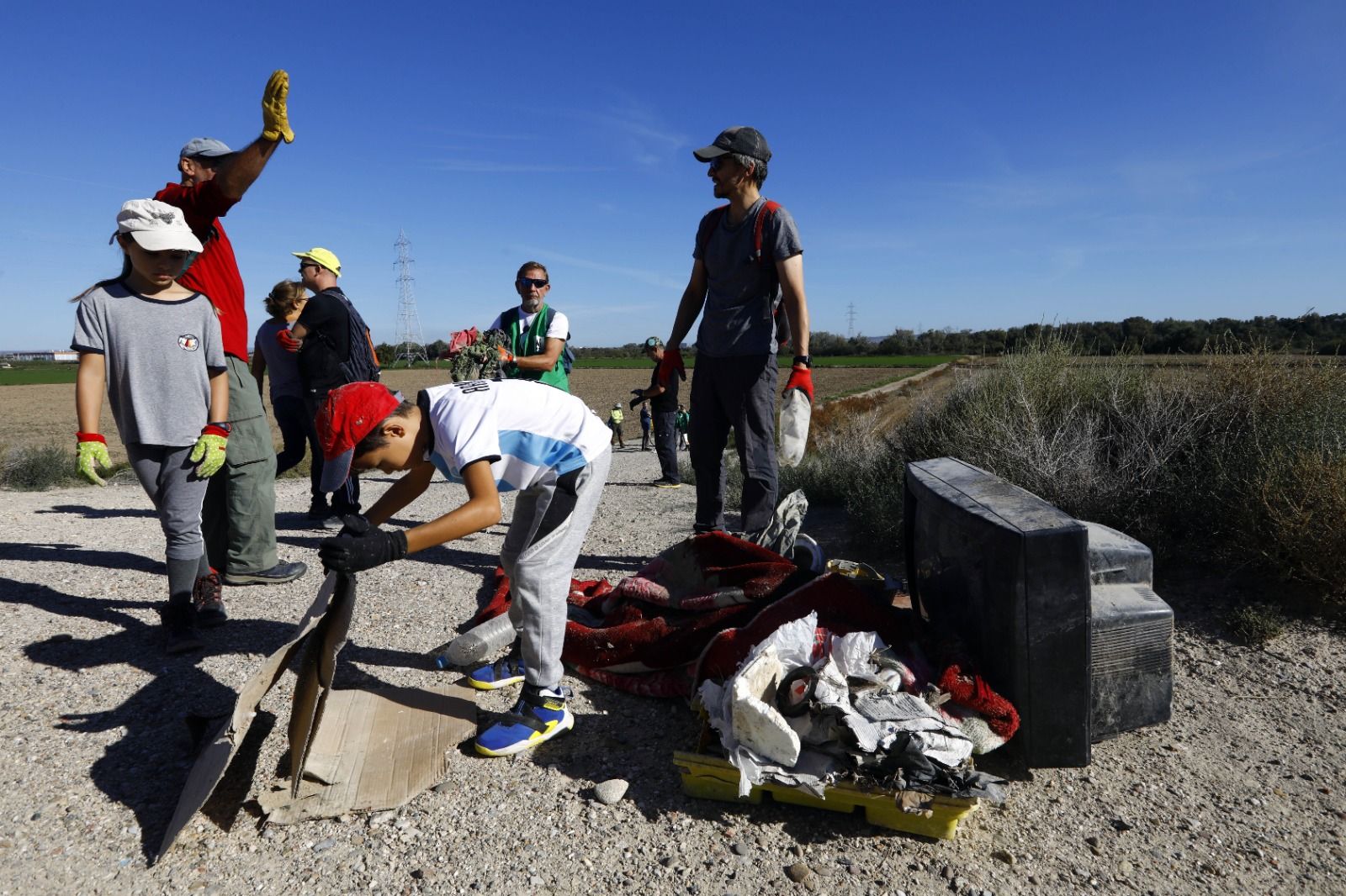 En imágenes | Medio centenar de zaragozanos limpian el soto del Francés