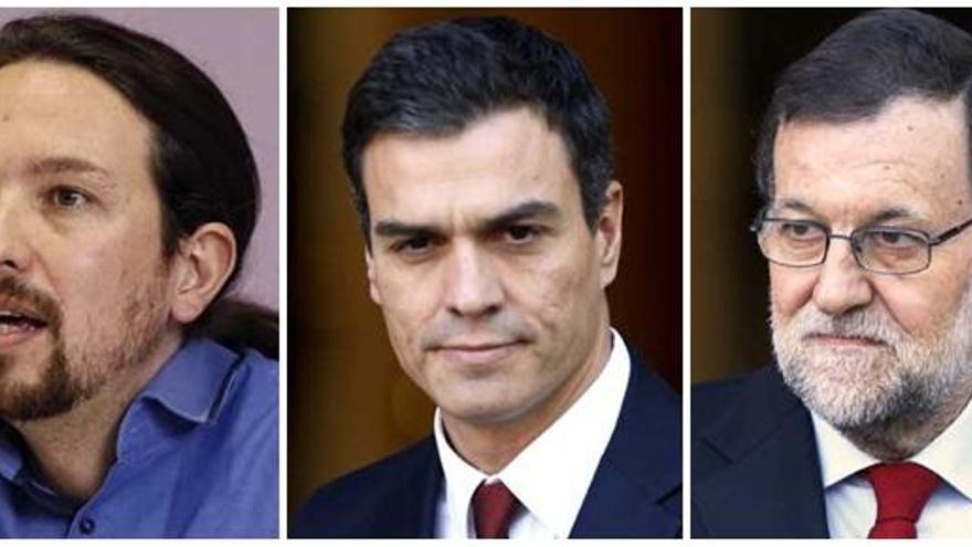 Iglesias, Sánchez y Rajoy.