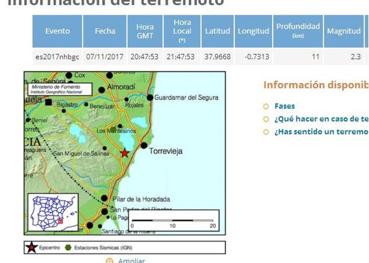 Un terremoto leve de 2,3 sacude el sur de Torrevieja