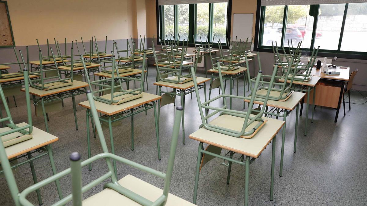 Aulas vacías en un instituto de Vigo.