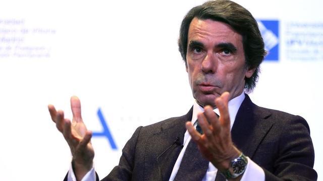 José María Aznar, este martes en la Universidad Francisco de Vitoria, en Pozuelo de Alarcón.