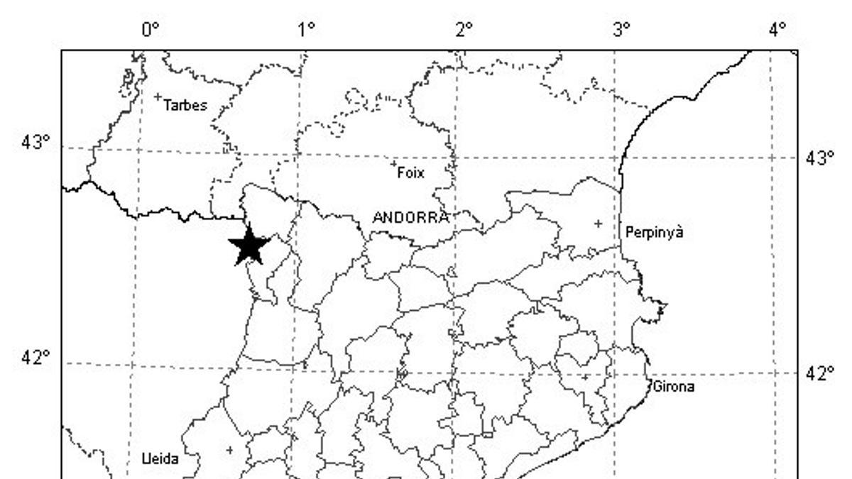 La zona epicentral ha sido al oeste de la Val d'Aran (Lleida), en Huesca.